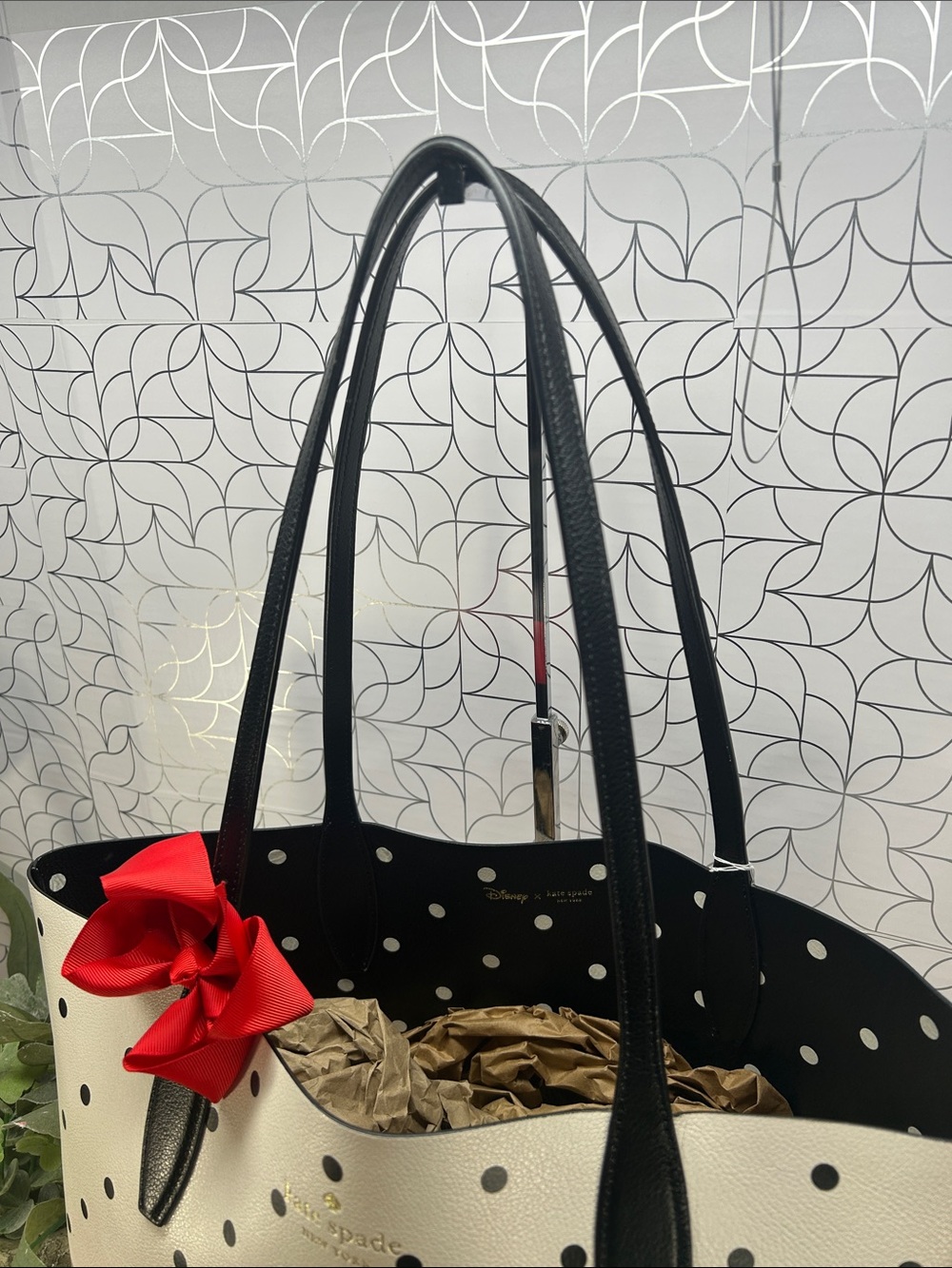 3285 Kate Spade Disney Minnie Mouse Polka Dot Tote Bag - Black & White 269133285 - Picture 5 of 15